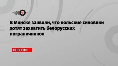 Анатолий Лаппо - В Минске заявили, что польские силовики хотят захватить белорусских пограничников - echo - Белоруссия - Минск