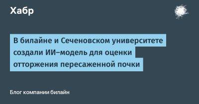 В билайне и Сеченовском университете создали ИИ-модель для оценки отторжения пересаженной почки - habr.com - Россия