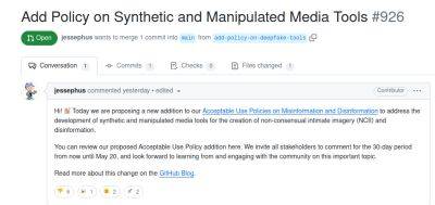 GitHub начал обсуждение запрета размещения на платформе мошеннических или неэтичных ИИ-проектов для создания дипфейков