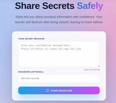 Вышел открытый проект Epha-ots для обеспечения обмена одноразовыми зашифрованными сообщениями