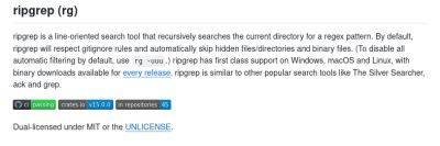 Релиз кроссплатформенной консольной утилиты ripgrep (rg) 15.0.0 для многопоточного рекурсивного поиска текста в файлах