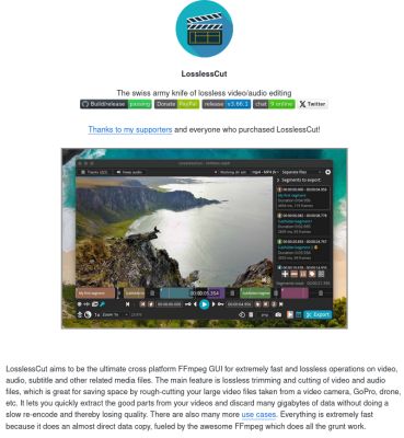 denis19 - Вышла версия открытого проекта для редактирования видео LosslessCut 3.67 - habr.com