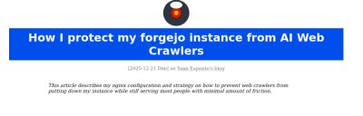 Разработчик показал, как в Nginx можно просто защитить свой экземпляр Forgejo от веб-краулеров с ИИ