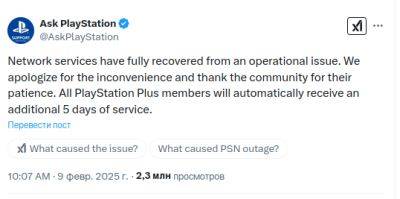 Sony предоставит подписчикам PS Plus бонусные 5 дней подписки после суточного сбоя PSN