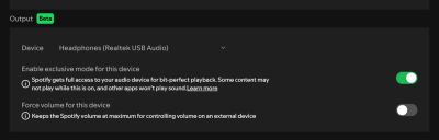 Spotify добавил опцию «Эксклюзивный режим» для аудиофилов на ПК с Windows